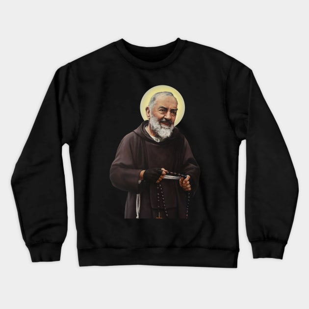 Padre Pio (transparent background design) Crewneck Sweatshirt by Brasilia Catholic